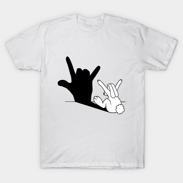 Rabbit Love Hand Shadow T-Shirt by mobiiart